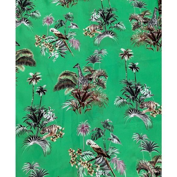 NWOT LE SUPERBE Green Shirt Tiger Giraffe Print Silk Size 4 - Picture 6 of 7
